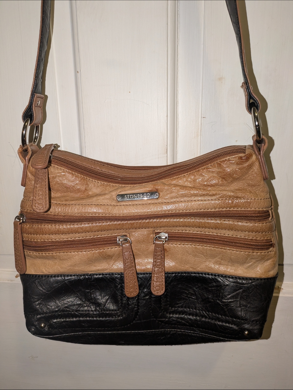 Stone & Co. Two-Tone Tan and Black Crossbody Bag